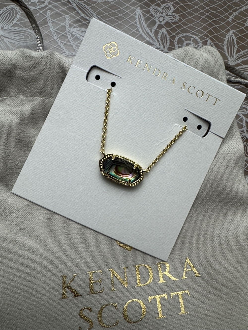 Kendra Scott Gold Elisa Necklace with Abalone Shell stone